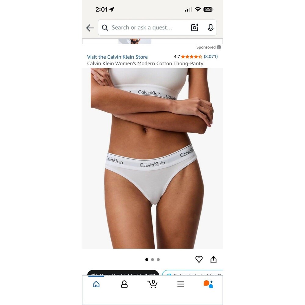 NEW Calvin Klein Cotton Thong Underwear Size Large White - Picture 4 of 4